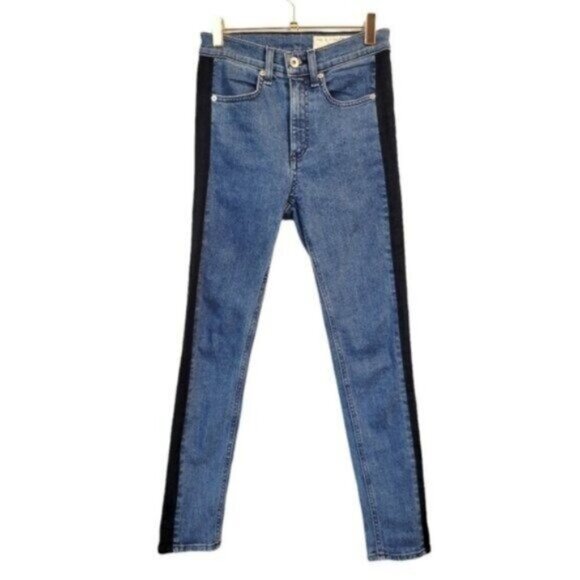Rag & Bone | Mazie Jean High Rise Skinny Leg in Double Indigo Side Stripe - Picture 2 of 9